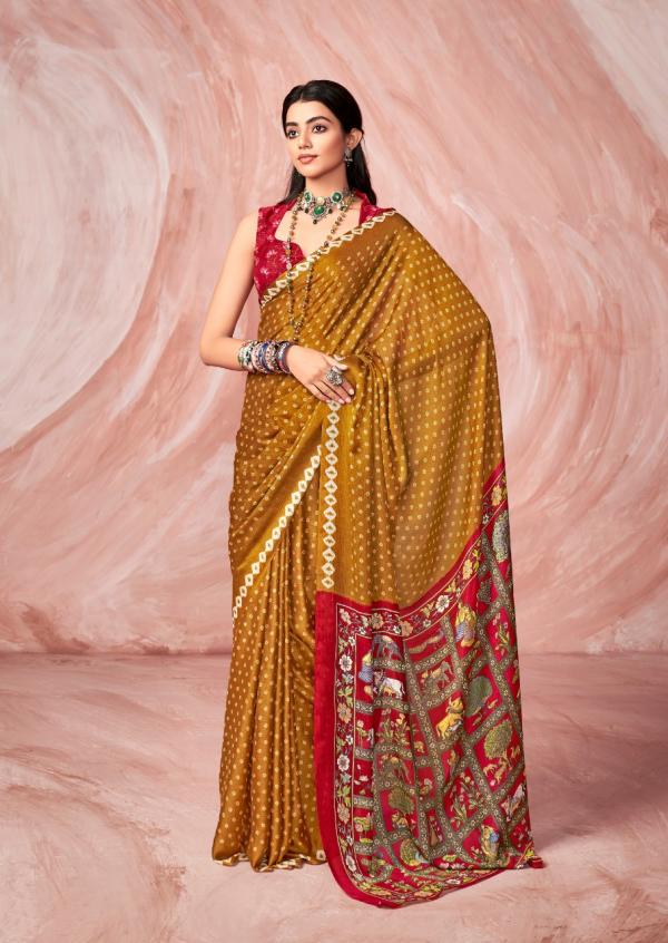 Stavan Tarang Fancy Wear Printed Silk DesignerSaree Collection